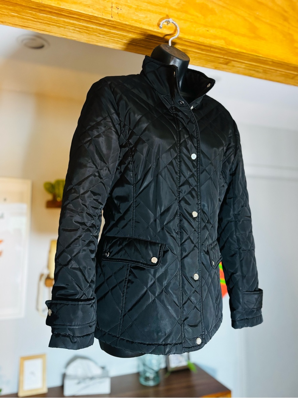 Lauren Ralph Lauren Black Diamond Quilted Moto Jacket - Size SP